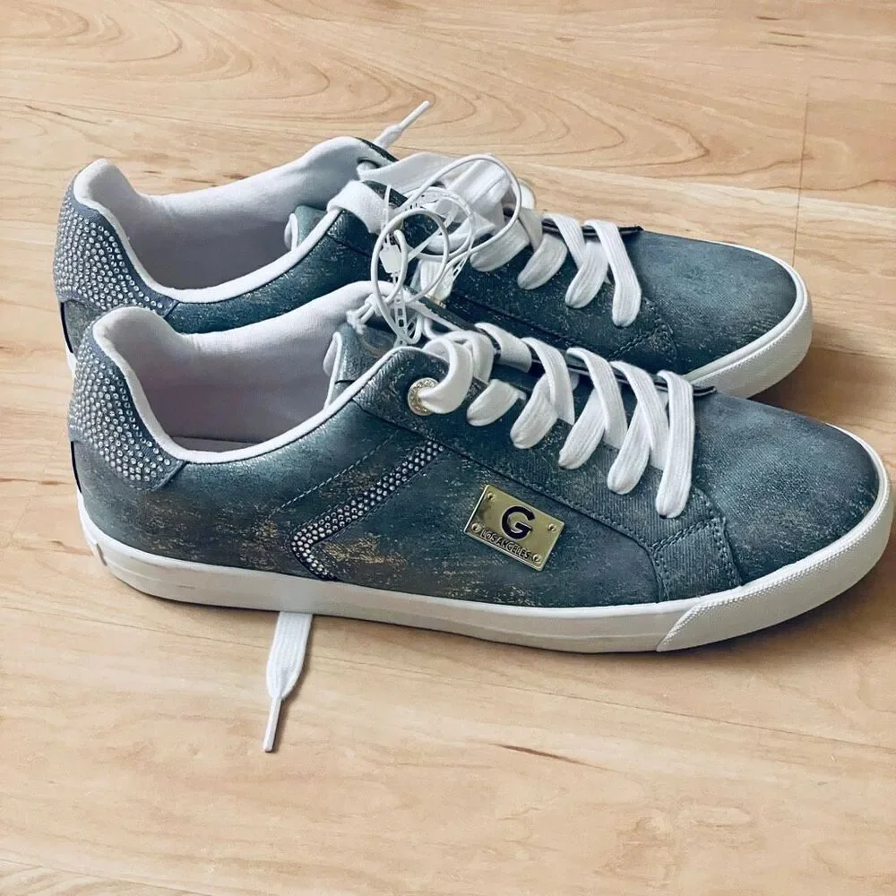 NWT Gorgeous GBG GUESS Los Angeles 11M Ggorry Denim Studded Rhinestones Sneakers
